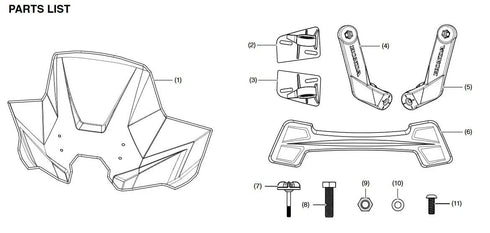 HONDA QUICK RELEASE WINDSHIELD 2015-2025 TRX500 TRX520 OEM 0SR01-HR5-100